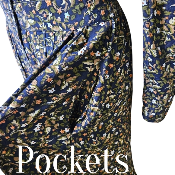 VTG 80s Karin Stevens Floral Midi Dress 8 Lace Collar Pocket Prairie Cottagecore - Picture 11 of 16